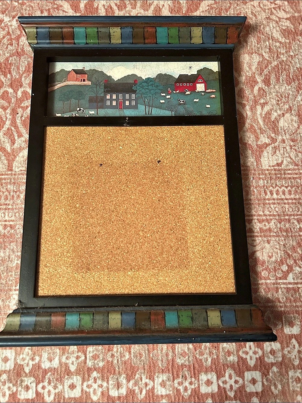 Rustic Farmhouse Corkboard Wall Organizer, Brown & Multicolor cottage core